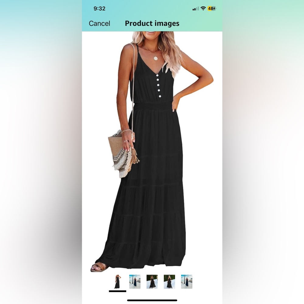 Chic Black Maxi Dress with Button Detail